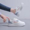 Korean women's sports shoes - white shoes, thick soled women's flat shoes, fashionable student casual walking shoes