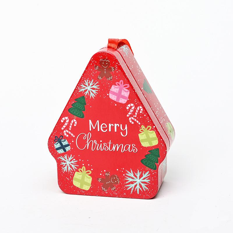 Christmas House Shape Xmas Atmosphere Christmas Decorations Chocolate Jar With Lanyard Cute Candy Box Kids 10.5x8.5x4cm