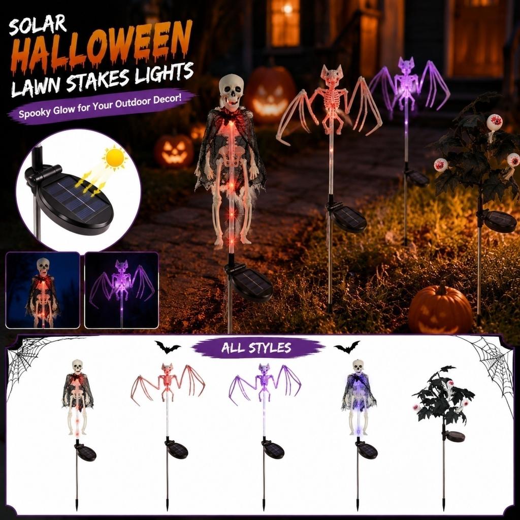 Solar Powered Outdoor Skeleton Stake Light for Halloween Party Yard Garden Lawn Decoration Waterproof Festival Ornament