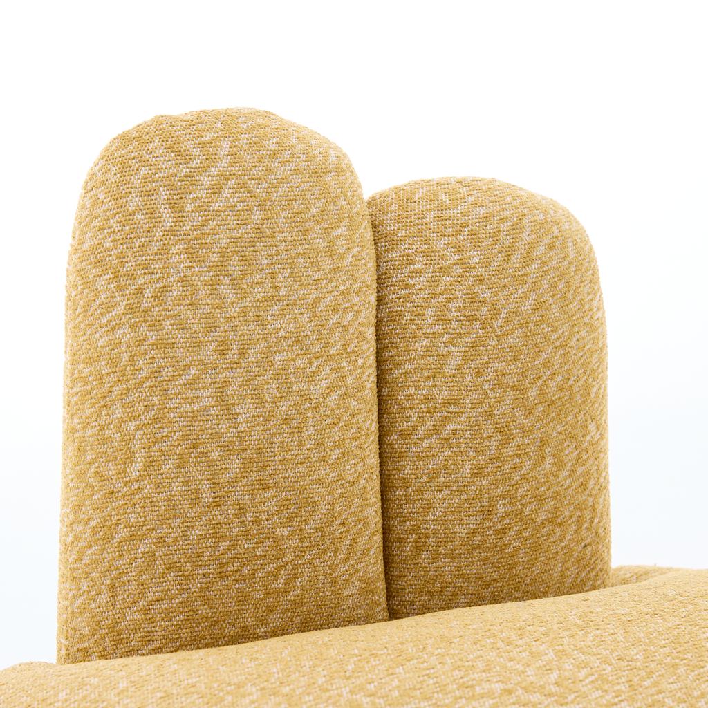 Cozy Bunny-Ear Fabric Ottoman - Fixed Upholstered Stool with Cute Ears, No Storage, Not Removable