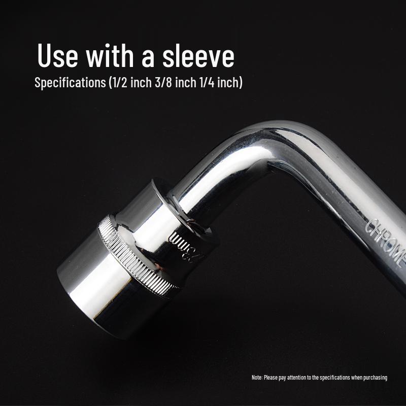 L-Shaped Bent Rod Extension for Small, Medium, and Large Feiyue Power Levers, Chrome Vanadium Steel Socket Wrench Tool.