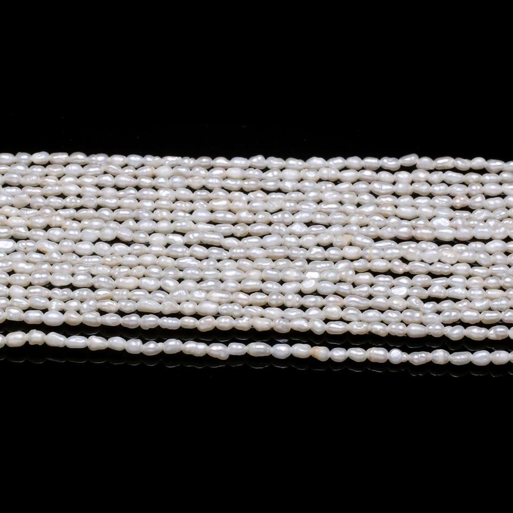 1String, White Natural Freshwater Pearls, Rice Shape Pearl Beads, 2–2.5 Mm, for DIY Necklace Accessories, Valentine's Day Gifts, 36cm