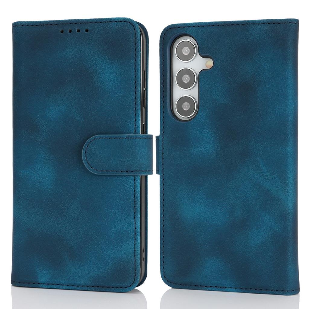 For Samsung Galaxy S25 Wallet Case Double Folded Edge Skin Touch PU Leather Flip Phone Cover