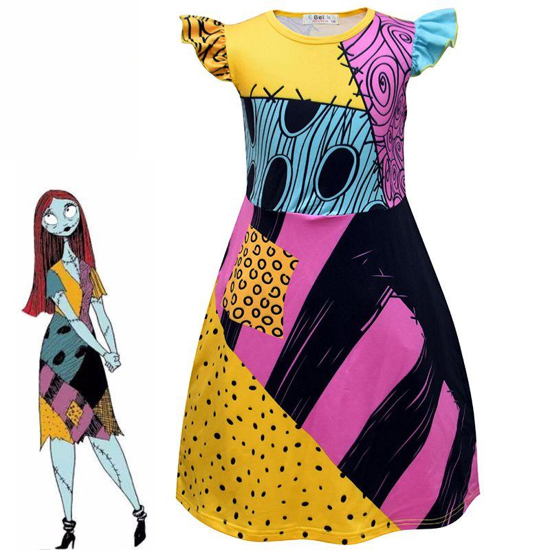 Enchanting Nightmare Before Christmas Sally Dress Costume For Girls Soft And Durable