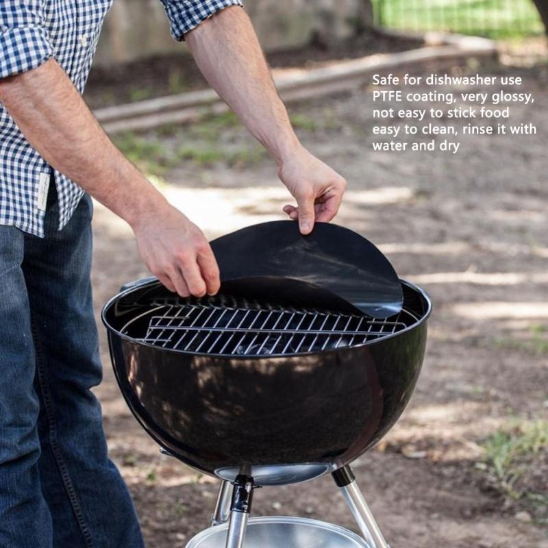 10Pcs Round Barbecue Grill Mat PTFE Reusable Non Stick High Temperature Resistant Fryer Mat For Frying Cooking Grilling