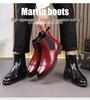 Men's Red Leather Pointed Toe Slip-On Chelsea Boots - High-Top Casual Martin Style, Plus Sizes Available