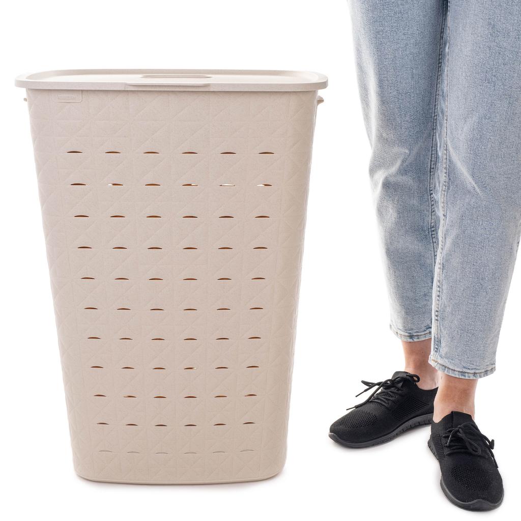 Laundry Basket, Underwear, Bathroom Container, 56L, Large, Lid, CURVER Softex