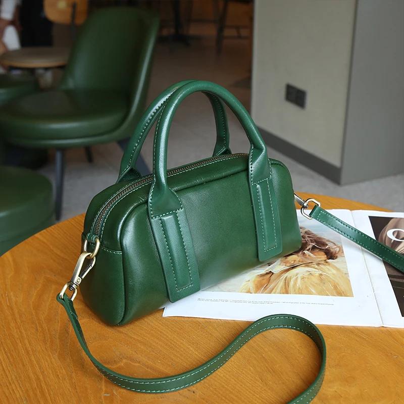 Female Fashi Luxury Designer Handbag Women Cow Genuine Leather Shoulder Bag Ladies Retro Commuting Crossbody Cowhide Bags Lady