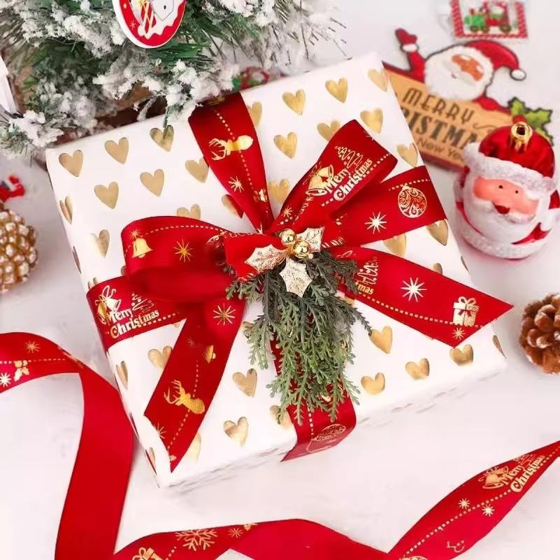 Christmas Ribbon Christmas Tree Pendant Decoration Home Room Decor Gift Packaging DIY New Year Decorative Candy Box Ribbon