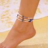 Women Double Layer Zircon Cross Figure 8 Hollow Heart Thin Chain Anklet Minimalist Beach Foot Jewelry