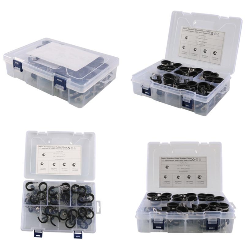 Upgraded Wire Clamps Assortment Kit Stainless Steel 304 Rubber Cushion Cable Clamps Pipe Clamp Set for Wiring Lines