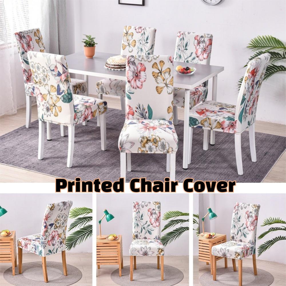 Printed Chair Slipcover Removable Stretch Seat Cover Retro Chair Cover  Restaurant Use