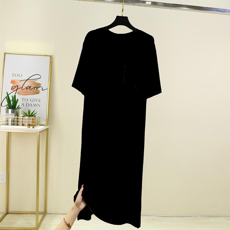 Men s Sleep Dress Modal Robe - Plus Size Loose Fit Short Sleeve Summer Bathrobe, Lightweight Mid-Length Nightwear XL чёрный