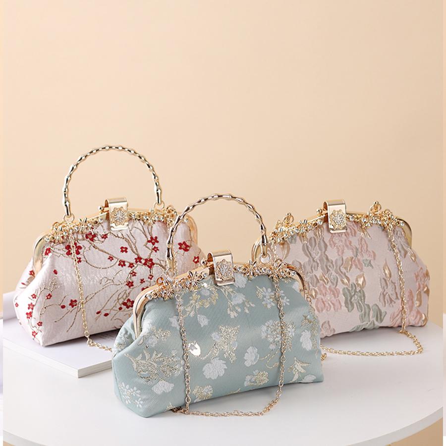 Retro Lace Flower Evening Bags Wedding Party Bridal Small Clutches For Womens Chain Sholder Bag Crossbody Prom Handbags Bolsa