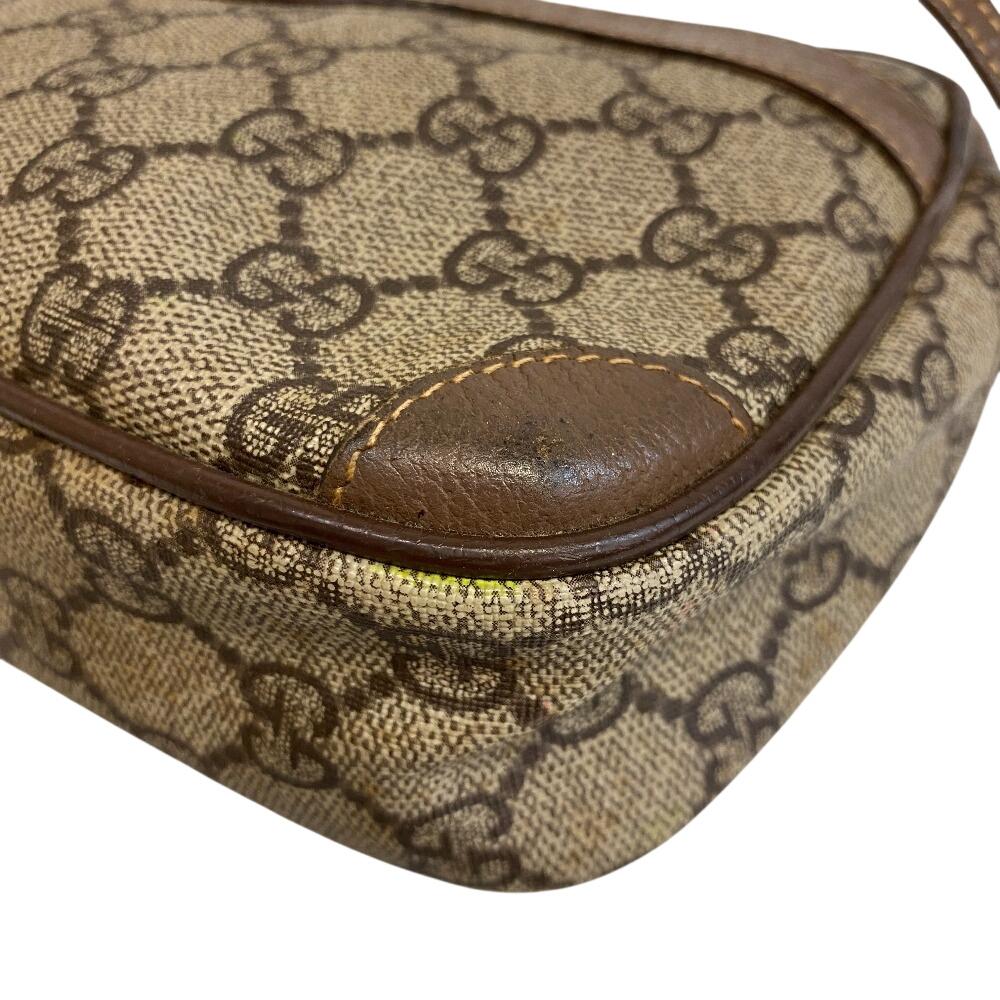 GUCCI 6423 Vintage Old Gucci Pochette GG pattern PVC Shoulder Bag Brown PVC Used