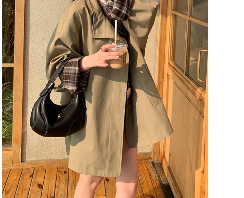 Women's Petite Color Block Short Trench Coat - 2025 Early Autumn Korean and British Style