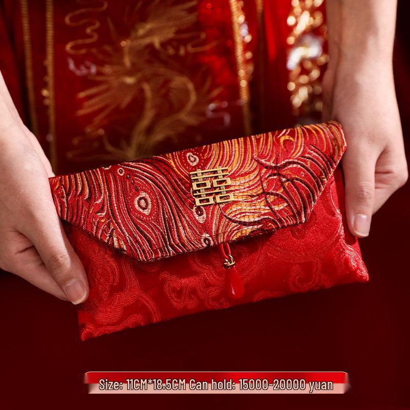 High-End Chinese Wedding Red Envelope Bag for 10,000 Yuan, New Style Cloth Art Design, Perfect for Parents' Address Change Gift