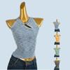 New Chinese Style Gradient Color Halterneck Stand Collar Knitting Camisole Women's Summer Outer Wear Inner Wear Sleeveless Base Top