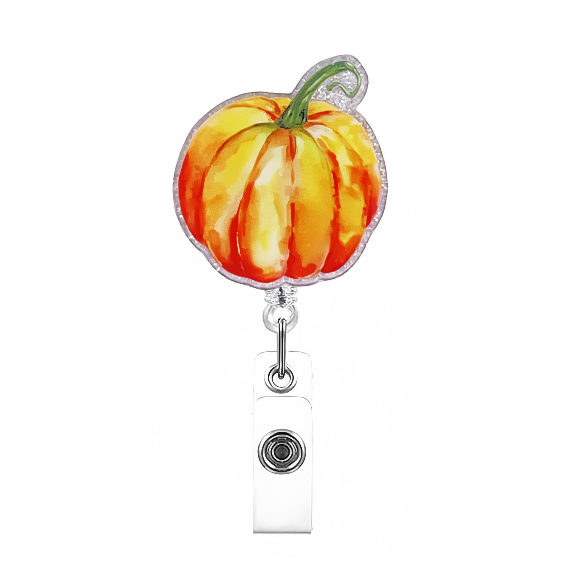 

1pc Oil Painting Artist Pumpkin Badge Holder Sunflower Retractable Badge Reel Halloween Gift For Doctors, Nurses Teacher Student