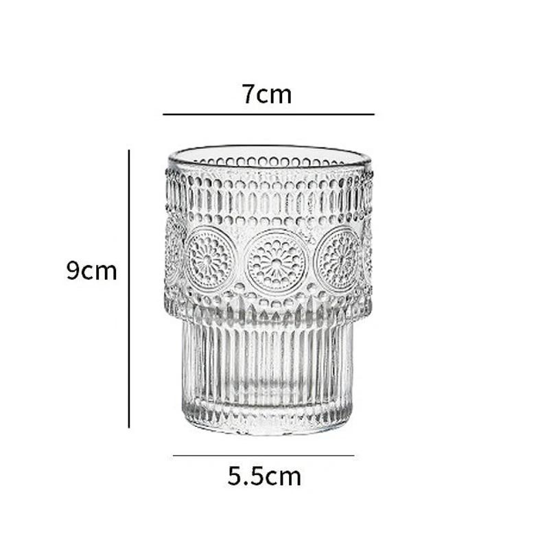 200ml Latte Coffee Cups Retro Sunflower Pattern Glass Cup Creative Wine Glass Transparent Juice Beverage Cups Drinking Glasses