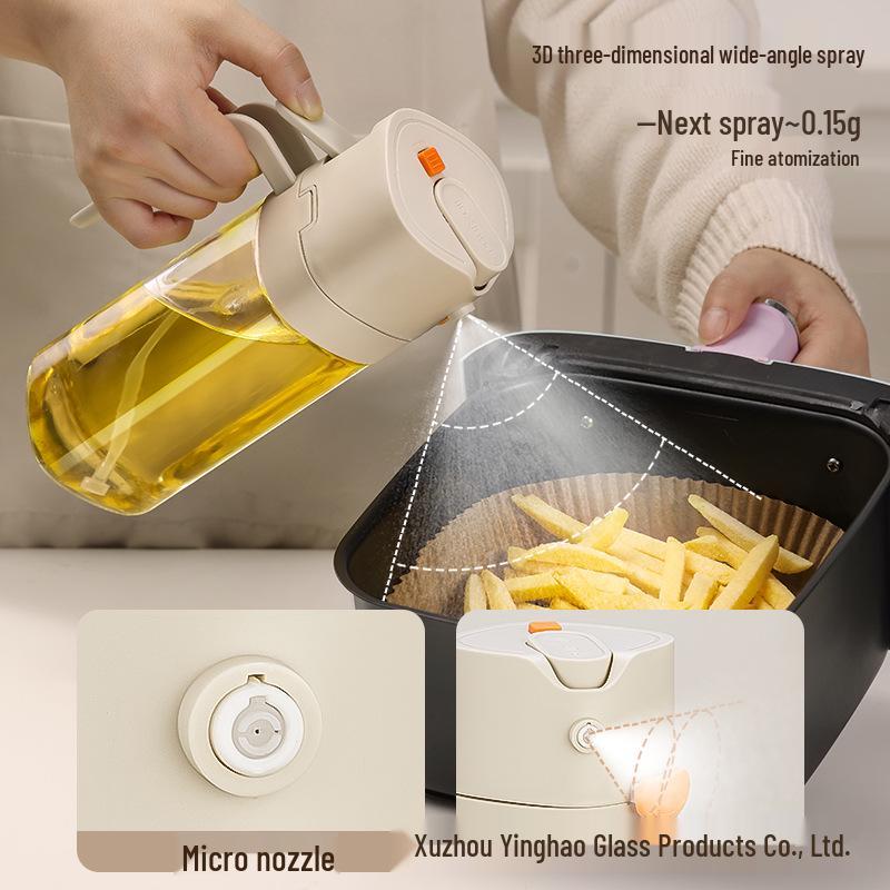 Integrated Kitchen Oil Sprayer: Two-in-One Automatic Glass Oil Bottle with Non-Stick Feature