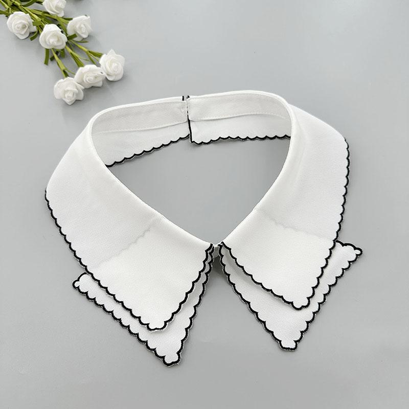 Retro Rhinestone False Collar Neckline Women Lapel Fake Collar Woman Embroidery Removable Detachable Tie Clothing Accessories