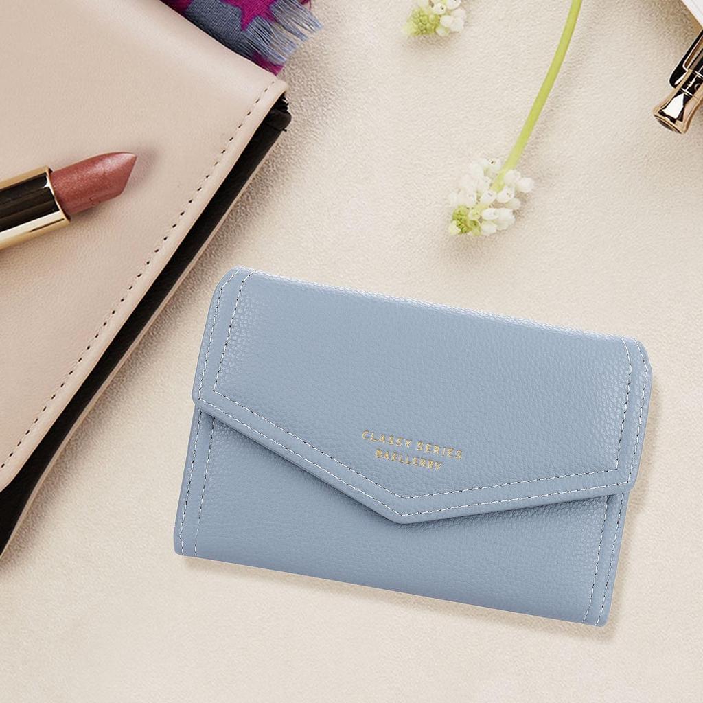 FORRICA Women's Elegant Zip Wallet with Coin Purse and PU Leather Billfold, Popular Mini Clutch Bag, Gift Box Included, Blue