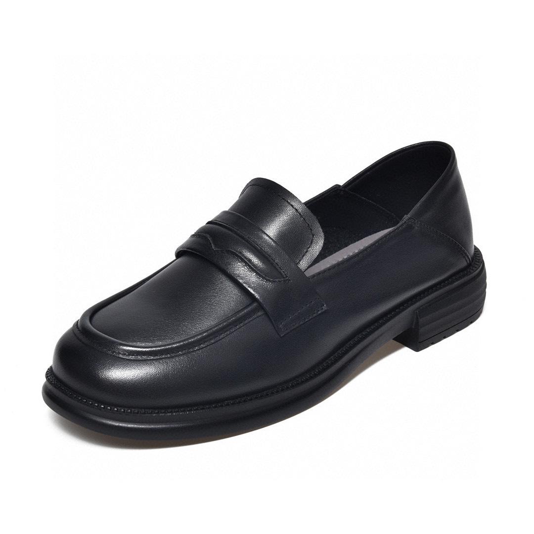 

Лоферы женские 2025 осень новый первый слой коровьей кожи удобные балетки в студенческом стиле маленькие кожаные туфли черные женские одинарные туфли 40 чёрный