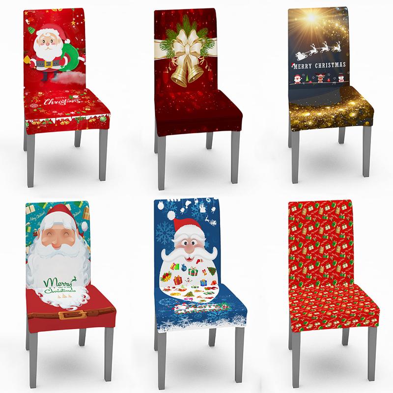 

Рождественский чехол на стул стрейч с цифровой печатью для обеденного стула, домашней вечеринки