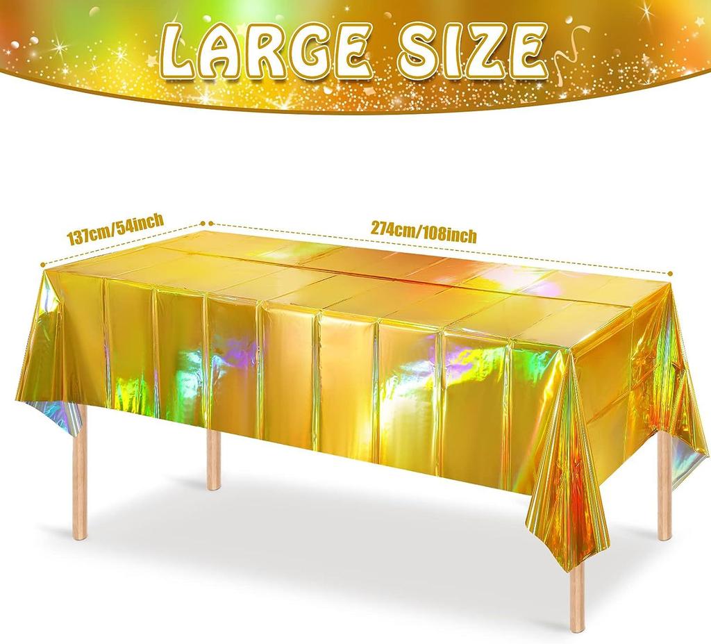 Iridescence Laser Aluminum Foil Tablecloths Disposable Metallic Laser Shiny Table Cover Wedding Birthday Party Table Decoration