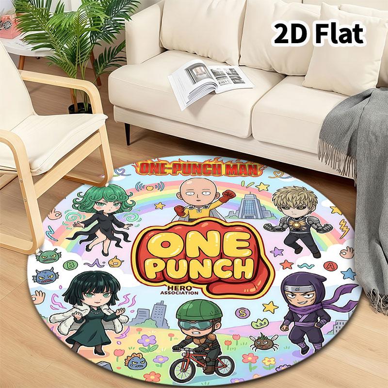 Onepunch Man Round Area Rug Carpet Rug For Living Room Bedroom Sofa Playroom Decor Nonslip Floor Mat
