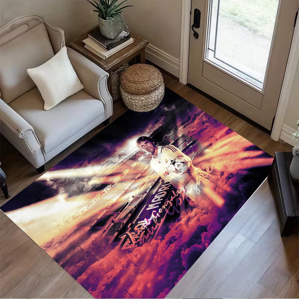 Karim Benzema's Flight Carpet Design for Balcony Hallway Playrooms Entryway Anti-slip Rug Decorate Offices Best for Christmas