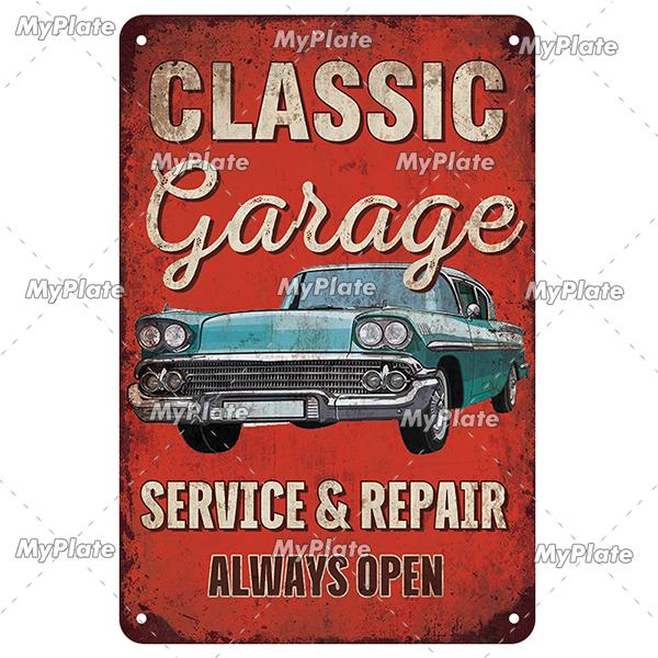 Vintage Auto Garage Metal Sign Vintage Plaque Rules Tin Sign Plate Wall Decor For Bar Club Man Cave Cartoon Art Painting Poster