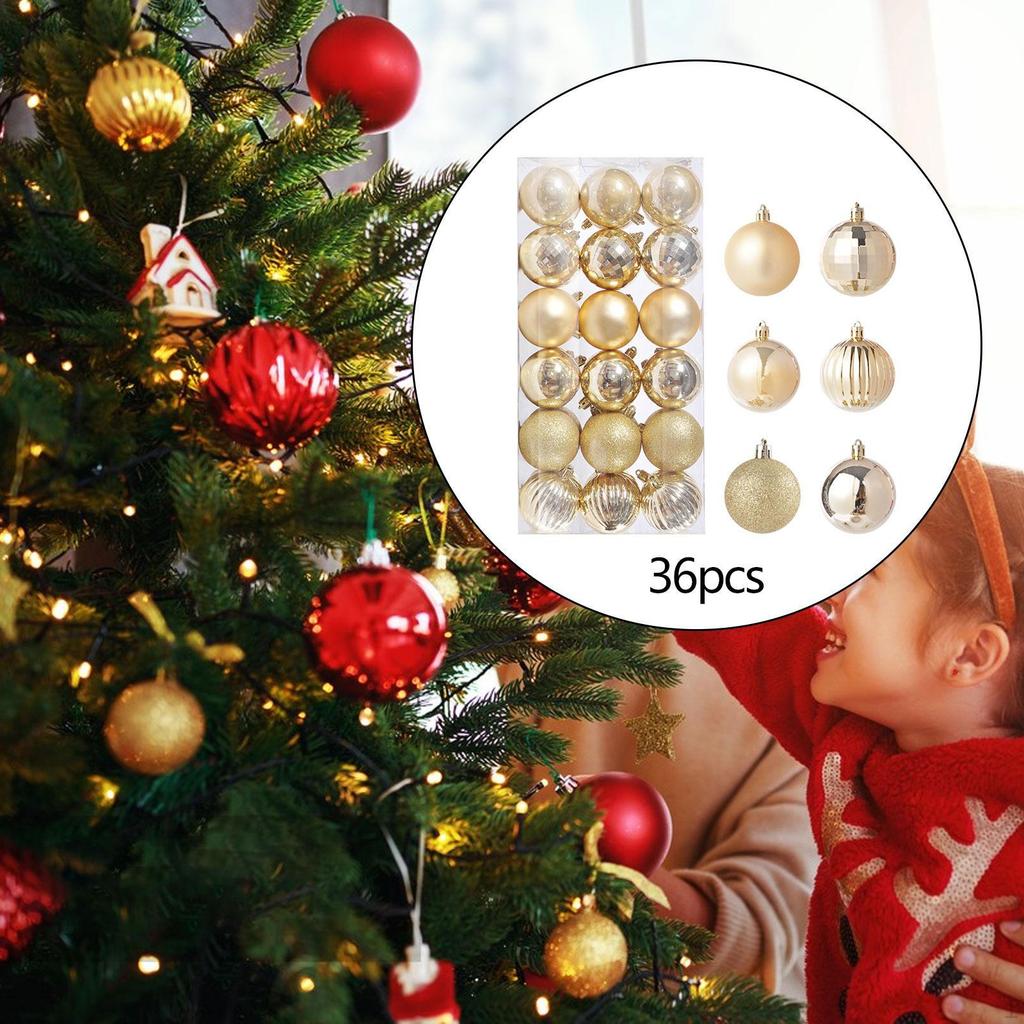36 Pieces Christmas Balls Decorations Shiny Tree Ornaments Pendants for
