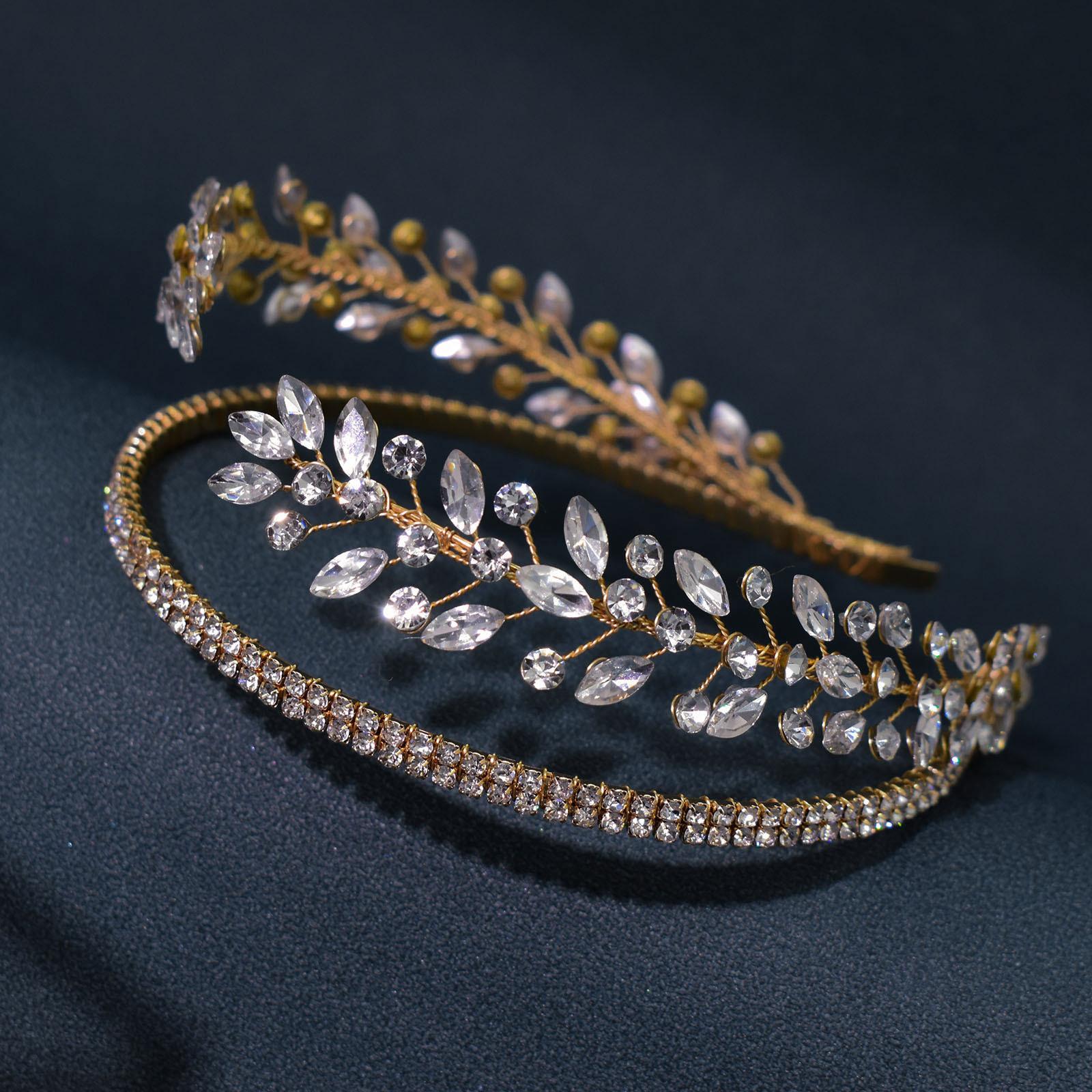 

Срібна пов язка зі стразами Весільні кришталеві діадеми нареченої для весільної пов язки для вечірки золотий