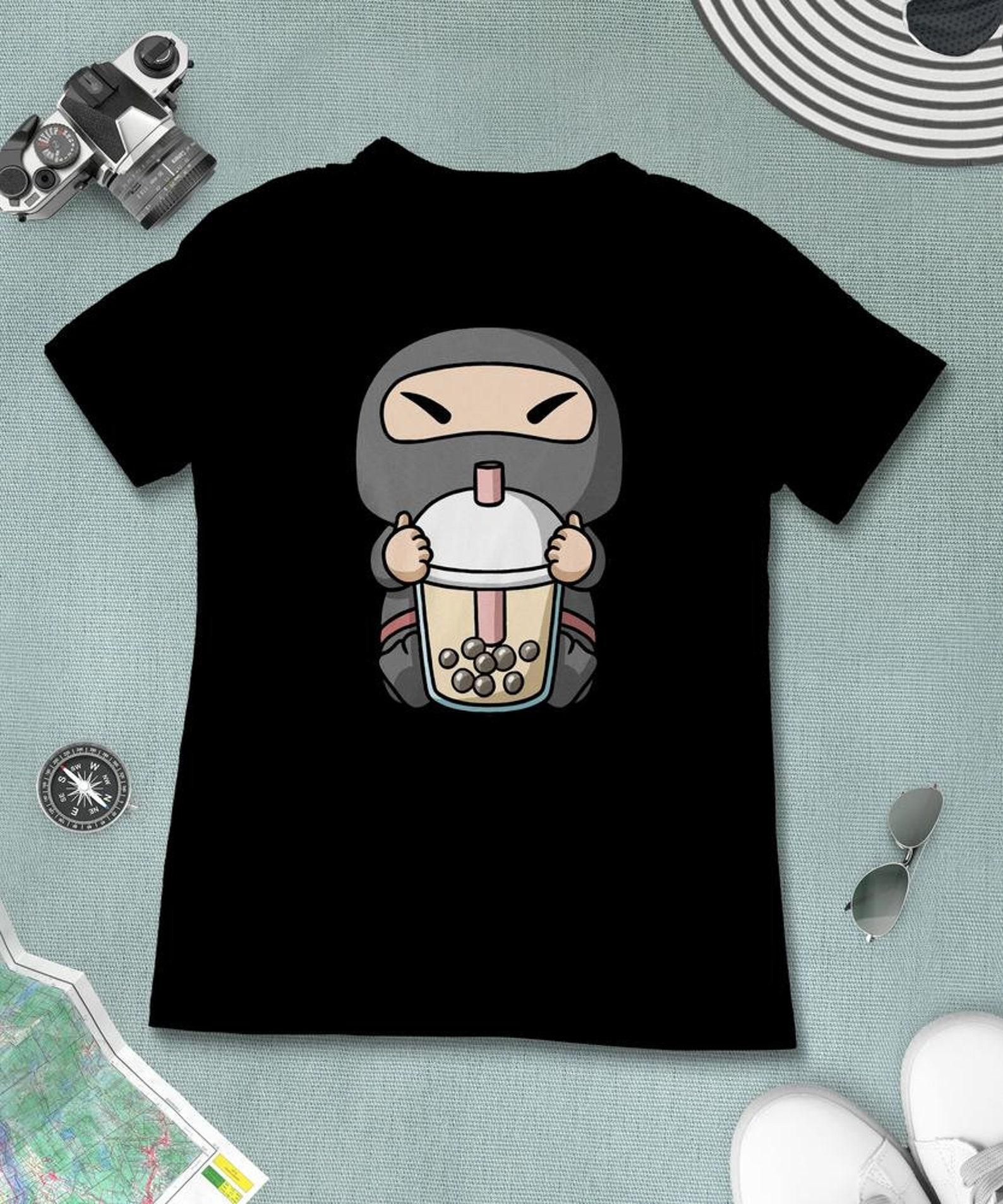 Boba Milk Tea Ninja T-Shirt, Funny Boba Milk Tea Shirt, Bubble Tea T-Shirt, Kawaii Japanese Anime Gift 4XL