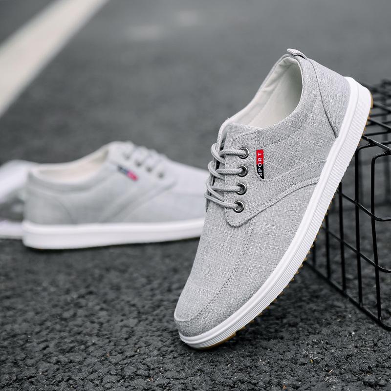 Fashion Men's Canvas Shoes Breathable Round Head Lace Up Sneakers Casual Work Comfortable Trainers Zapatillas De Deporte Botines Hombres