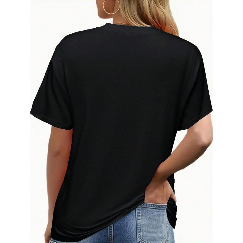 Women Evil Dolls Print Crew Neck T-Shirt Casual Short Sleeve Spring Summer Lightweight Fashionable Graphic Top