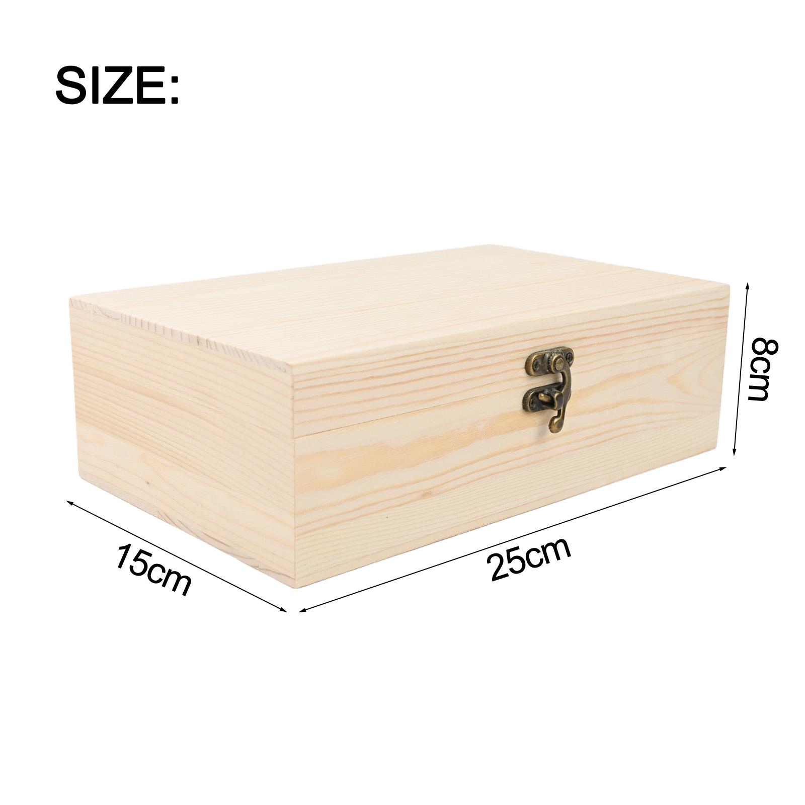 

Wooden Jewelry Storage Box with Lock and Hinged Lid Pine Wood Desktop Organizer for Necklaces Bracelets Earrings and Small Items S