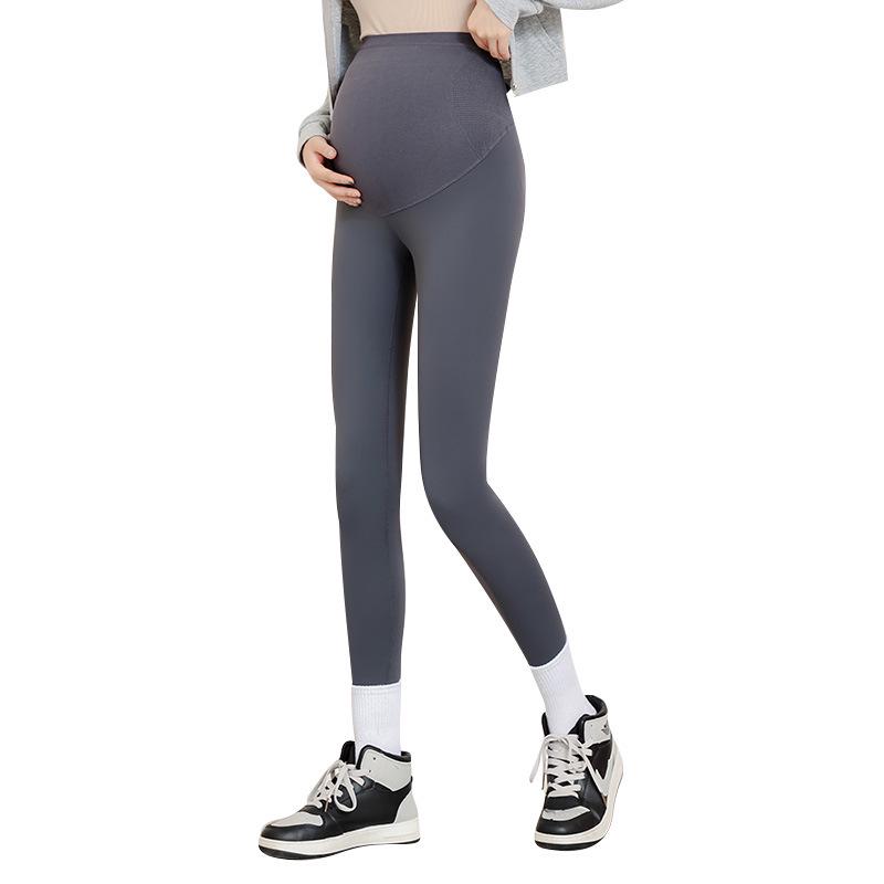 Maternityleggings i stora storlekar: Smalnande Höst/Vinter Byxor med Hajmage-stöd och Sammet