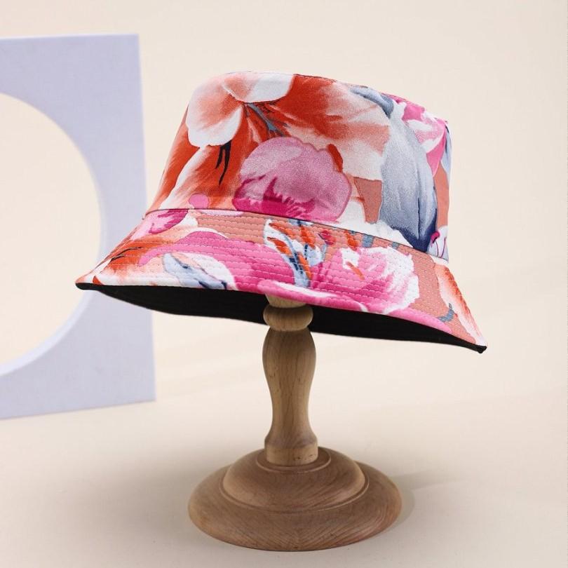 Flower Pattern Bucket Hat Men'S Double-Sided Basin Hat Women'S Trend Versatile Outdoor Sun Hat
