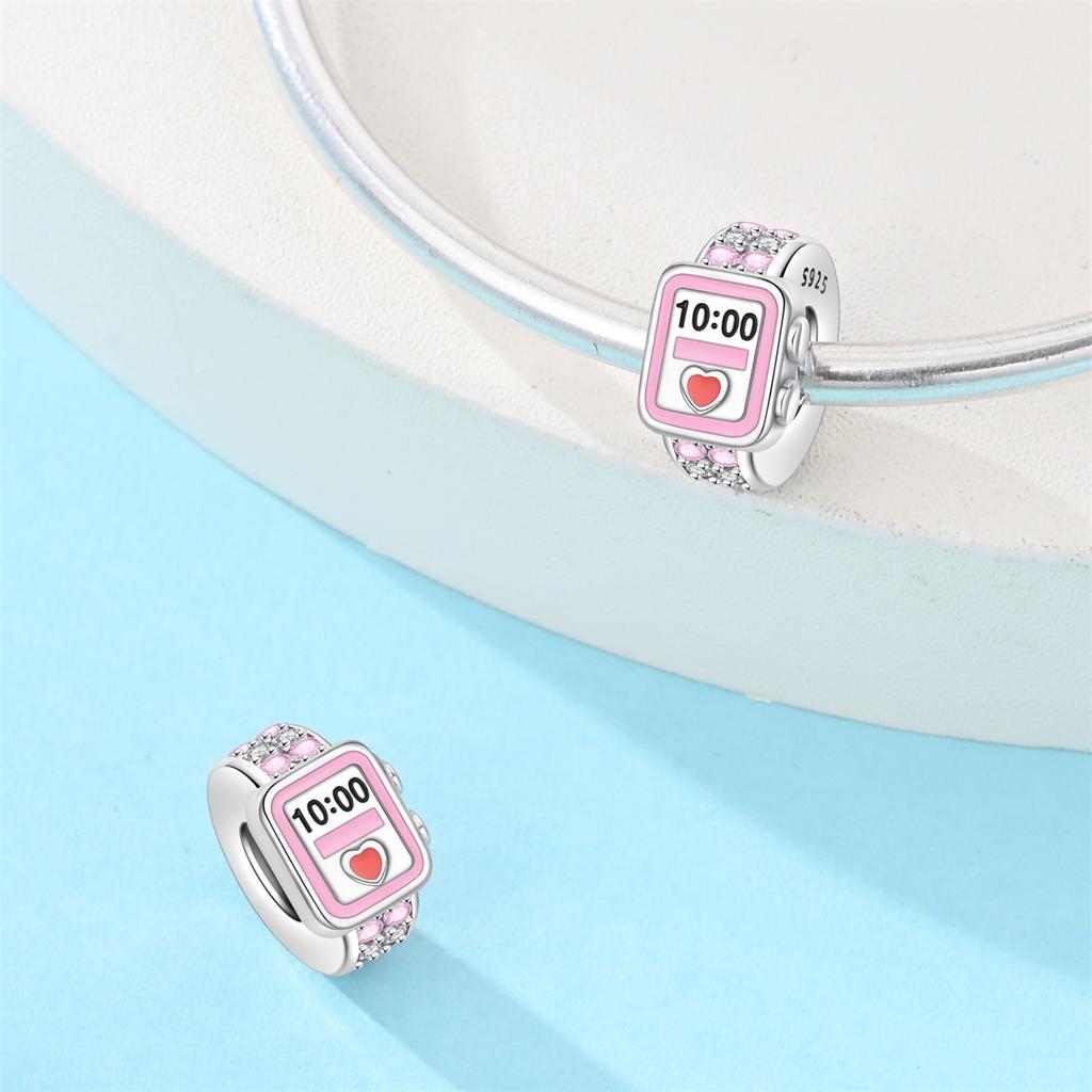 Copper Pink Glittering Zircon Heart Love Magic Headphones Backpack Charms Beads Fit Diy Bracelets Necklace Jewelry