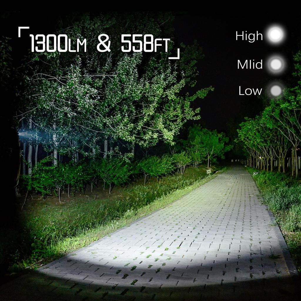 VTIGER T1A Compact Mini Pocket Flashlight with 1300 Compact AA Rechargeable Lightweight Flashlight with Super Bright Tail Switch and Magnetic Ideal