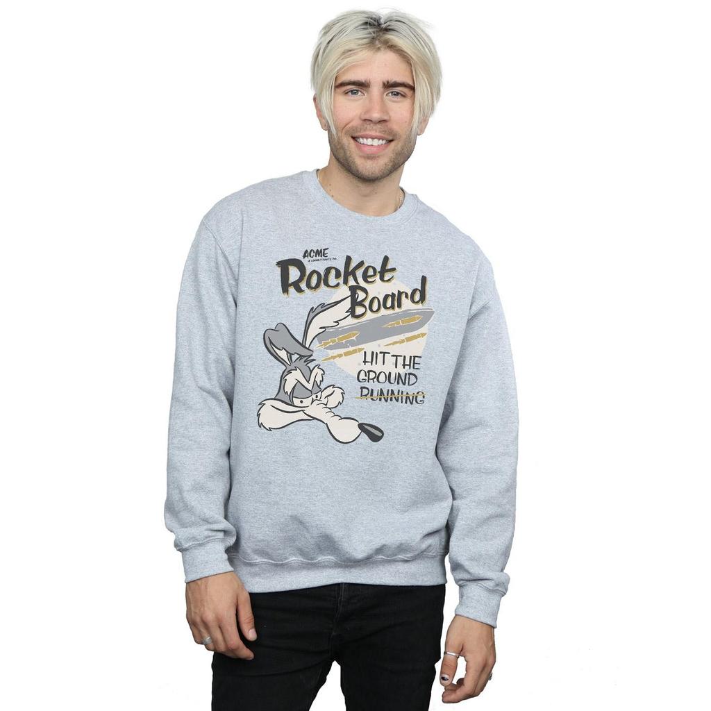 Looney Tunes Mens Wile E Coyote Rocket Board Sweatshirt