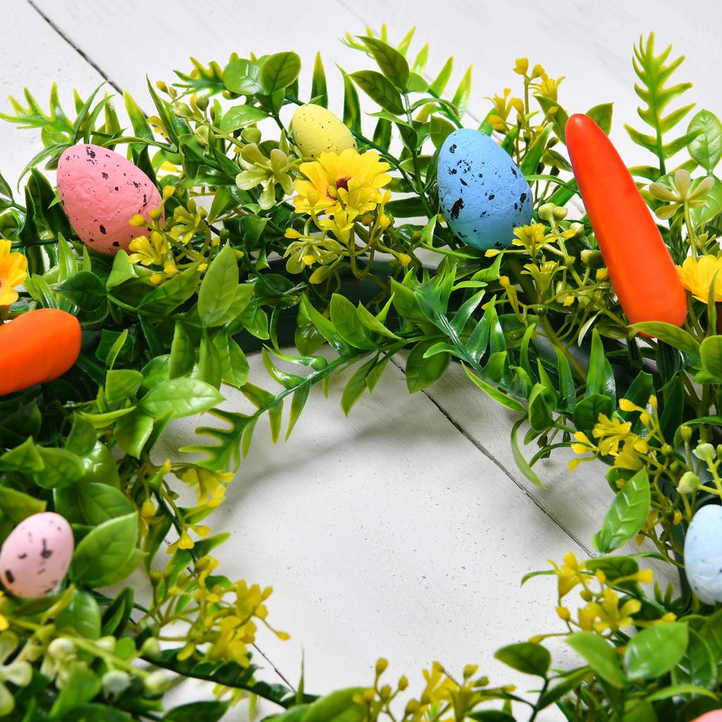 Easter Home Green Plant Easter Egg Wreath Door Hanging American Decorative Tree Half-Sided Tree Rattan Staircase Wall Hanging