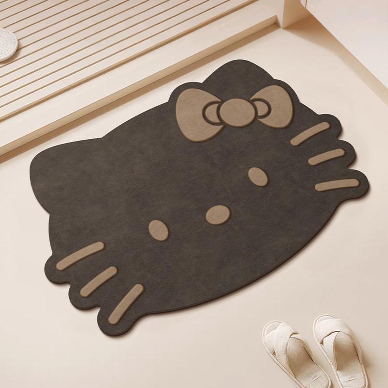 Retro Hello Kitty Quick-Dry Bath Mat - Irregular Shape, Absorbent, Diatom Mud 40*60cm