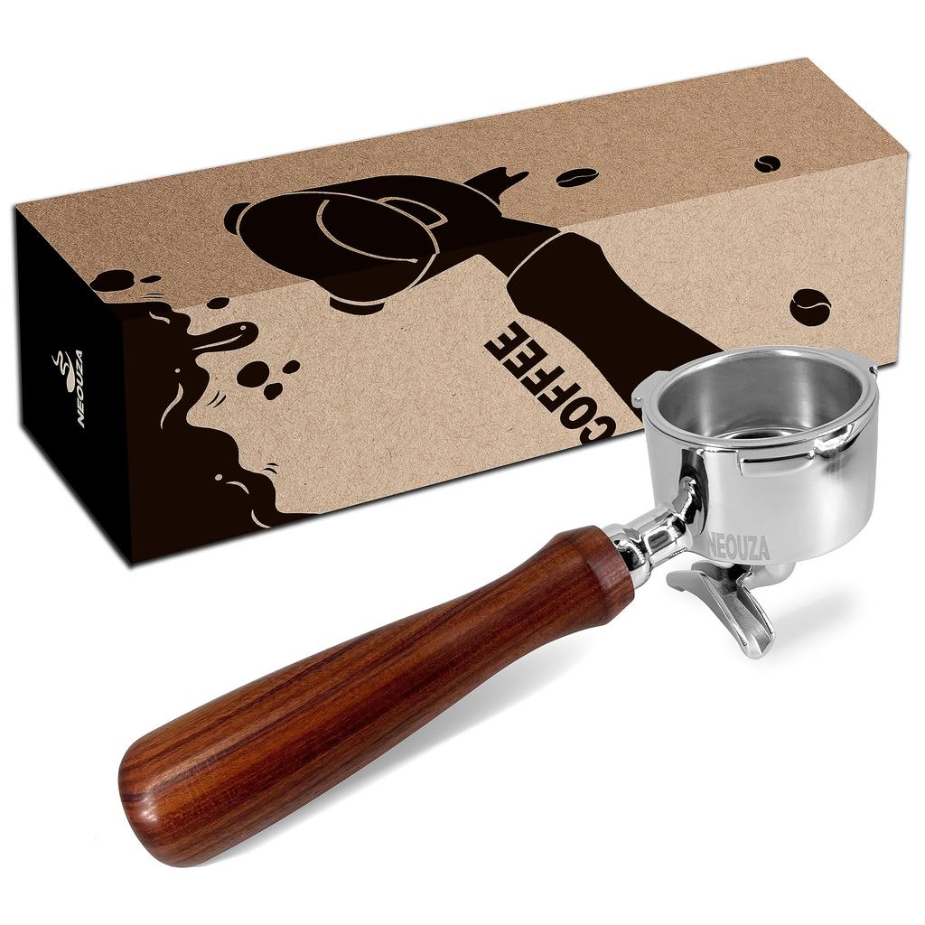 NEOUZA Espresso Portafilter, 51mm, for DeLonghi, Dedica EC680, EC685, and Smeg Coffee Machines, Non-Pressurized Basket, Double Spout (3 Ears)