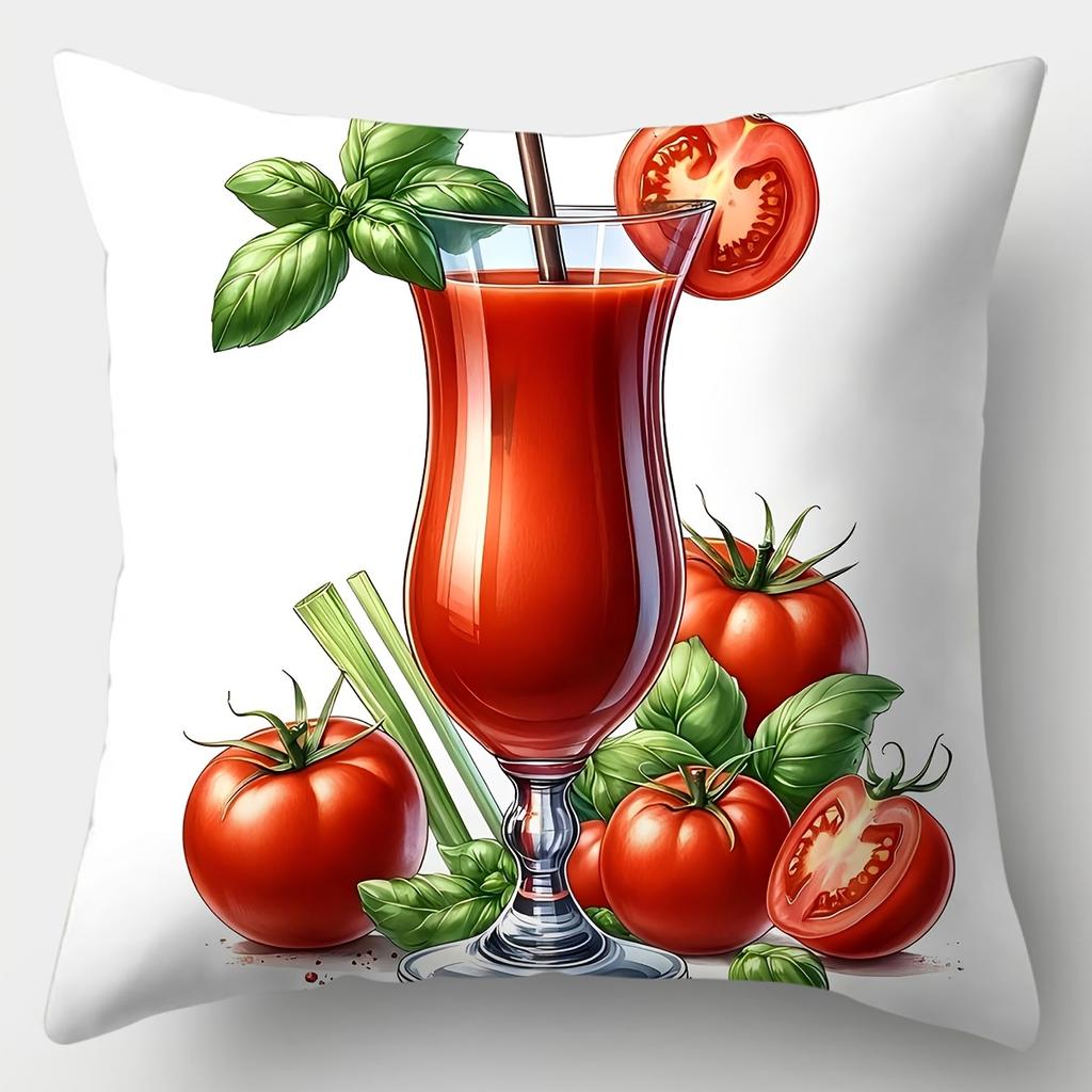 Summer Tropical Drink Theme Digital Printing Pillow Cover Short Plush Suitable Living Rooms Bedrooms Sofas Throw Cushion Cover