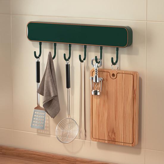 Wandmontierter Messerhalter mit Haken Bohrlos Küchenorganizer für Messer Utensilien Platzsparend Belüftet Rostfrei Multifunktionales Lagerregal