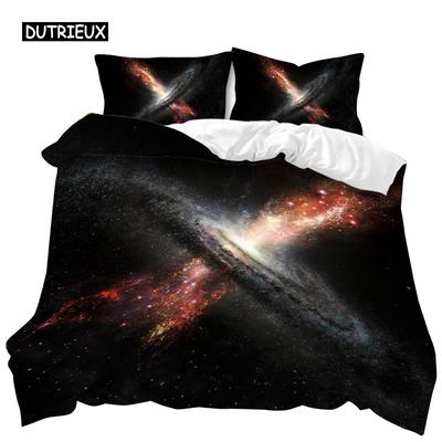 Housse de couette Univers Galaxie Planète Housse de couette Univers Espace Extérieur Housse de couette Série Ciel Étoilé 3D Ensemble de literie en polyester